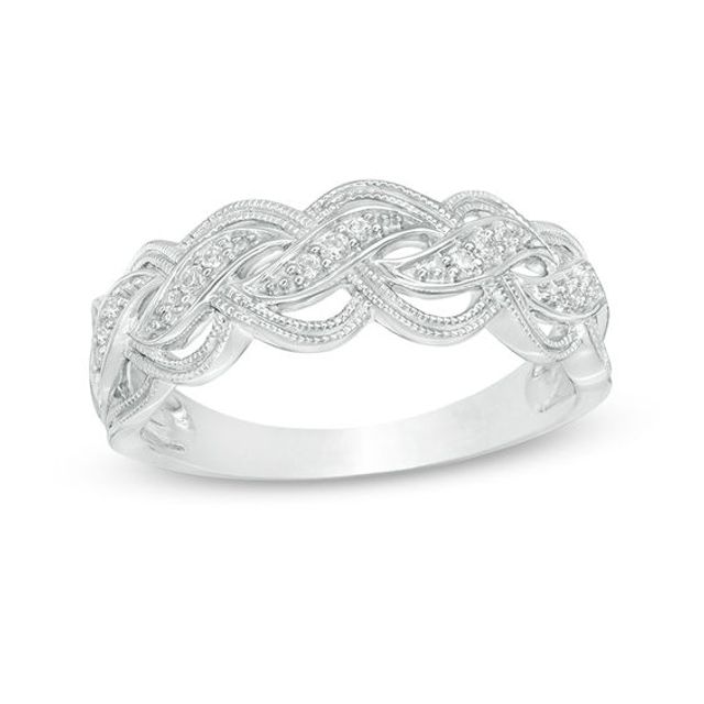 1/15 CT. T.w. Diamond Braid Vintage-Style Ring in 10K White Gold
