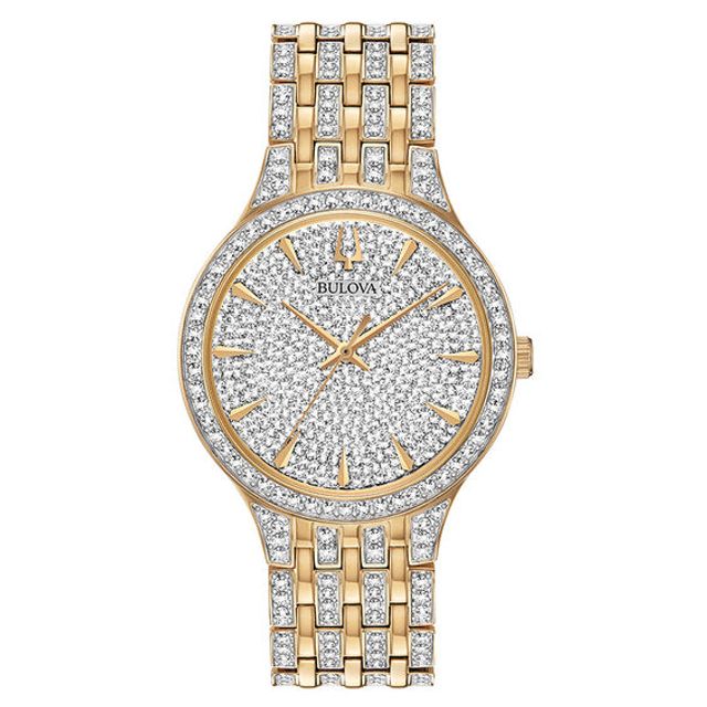 Men's Bulova Phantom Crystal Accent Gold-Tone Watch with Gold-Tone Dial (Model: 98A229)