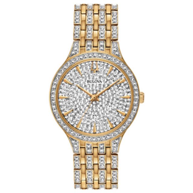 Ladies' Bulova Phantom Crystal Accent Gold-Tone Watch with Silver-Tone Dial (Model: 98L263)