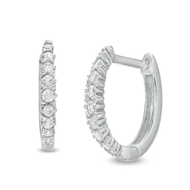 1/4 CT. T.w. Diamond Oval Hoop Earrings in 10K White Gold