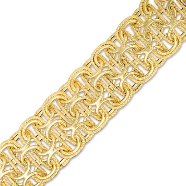 Made in Italy 16.5mm Byzantine Chain Bracelet in 14K Gold - 7.5"