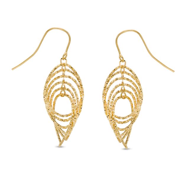 Made in Italy Diamond-Cut Cascading Marquise Drop Earrings in 14K Gold