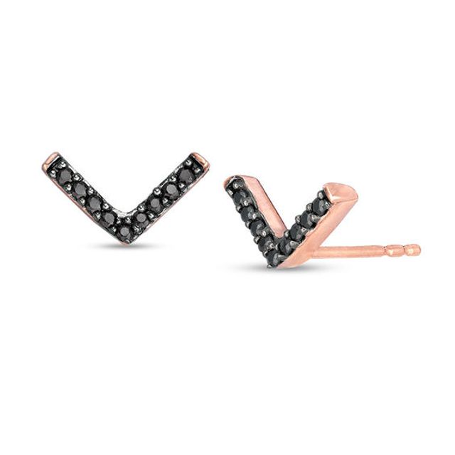 1/10 CT. T.w. Black Diamond Chevron Stud Earrings in 10K Rose Gold