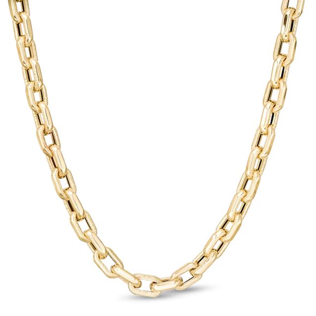 Made in Italy Men's 5.1mm Textured Cable Chain Necklace in 10K Gold - 22"