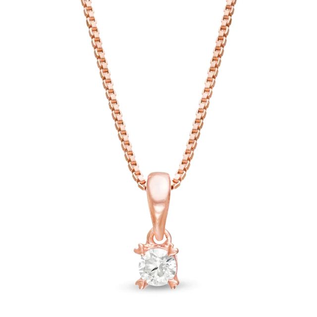 1/10 CT. T.w. Diamond Solitaire with Heart Prongs Pendant in 10K Rose Gold