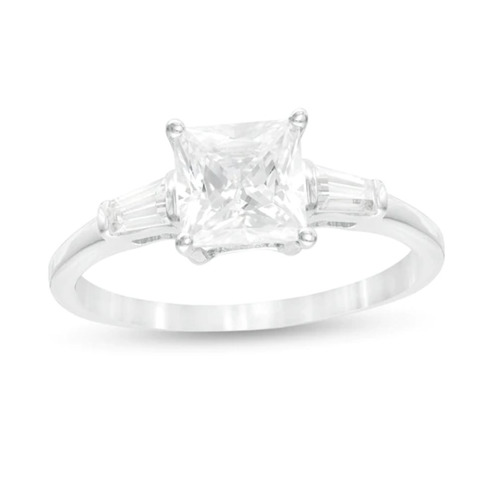 1-1/3 CT. T.w. Princess-Cut Diamond Three Stone Engagement Ring in Platinum