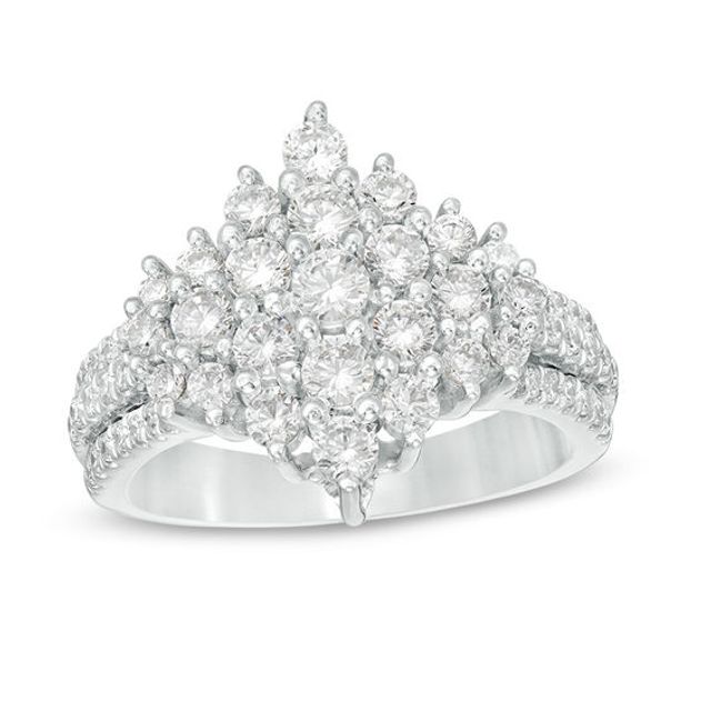 1-1/2 CT. T.w. Composite Diamond Tilted Square Ring in 10K White Gold