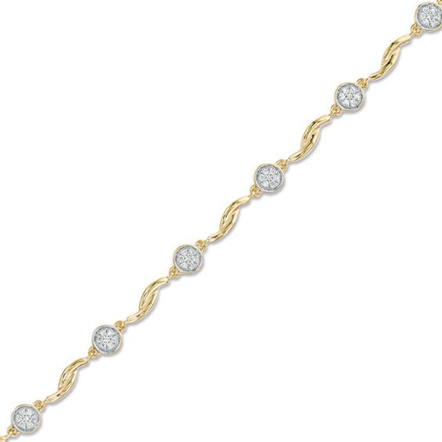 1/5 CT. T.w. Composite Diamond Twist Station Bracelet in 10K Gold - 7.25"