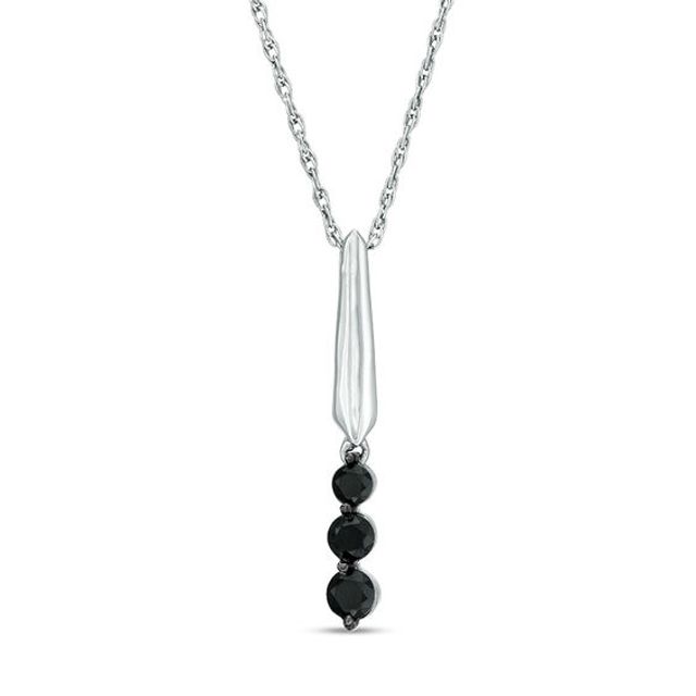 1/4 CT. T.w. Black Diamond Triple Drop Pendant in Sterling Silver