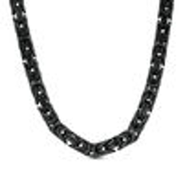 Men's 10.5mm Cuban Curb Chain Necklace in Blue IP Stainless Steel - 24