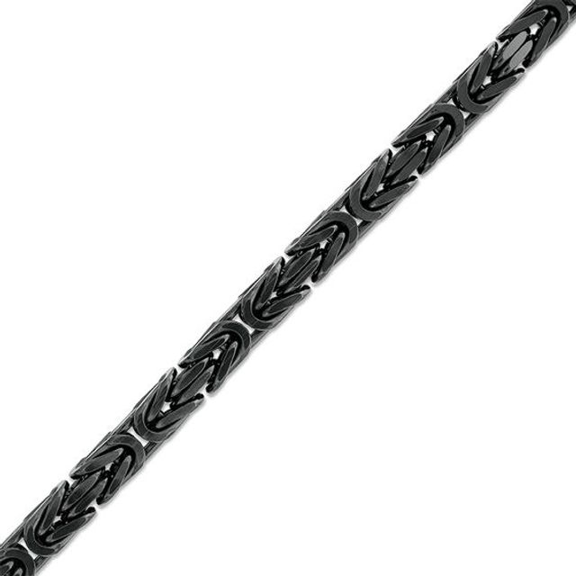 Made in Italy Men's 6.0mm Byzantine Chain Bracelet in Solid Sterling Silver with Black Ruthenium - 8.5"