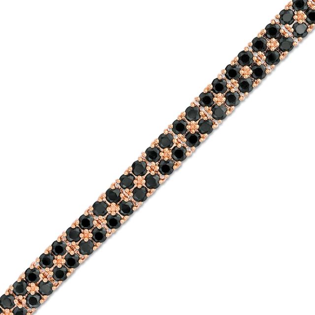 3.5mm Black Spinel Double Row Bracelet in Sterling Silver with 10K Rose Gold Plate - 7.25"