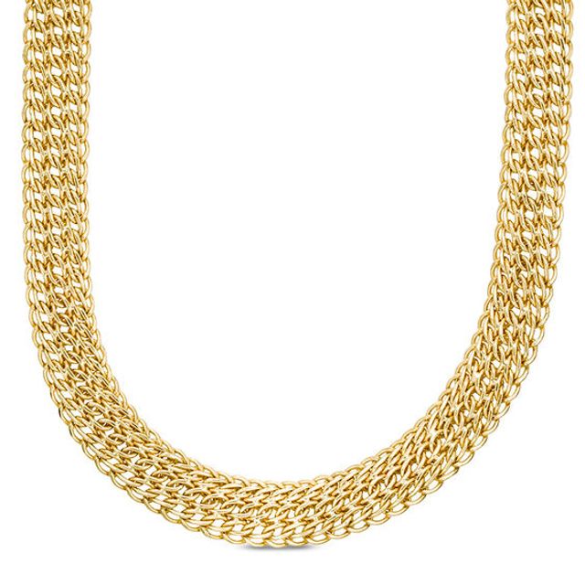 Ladies' 14.0mm Triple Row Wire Curb Chain Necklace in 10K Gold - 18"
