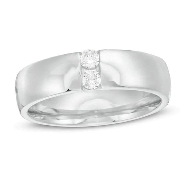 Men's 1/5 CT. T.w. Diamond Vertical Two Stone Wedding Band in Platinum