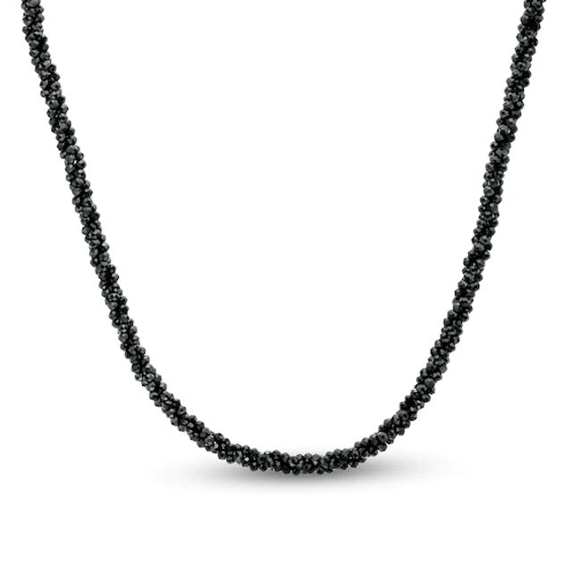 Black Spinel Bead Strand Necklace with Sterling Silver Clasp