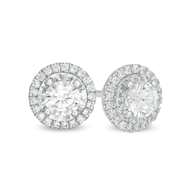 1/2 CT. T.w. Diamond Thin Frame Stud Earrings in 10K White Gold