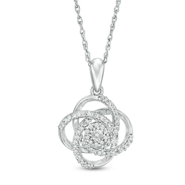 1/8 CT. T.w. Diamond Love Knot Pendant in Sterling Silver