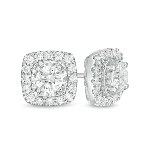 1 CT. T.w. Diamond Cushion Frame Stud Earrings in 10K White Gold