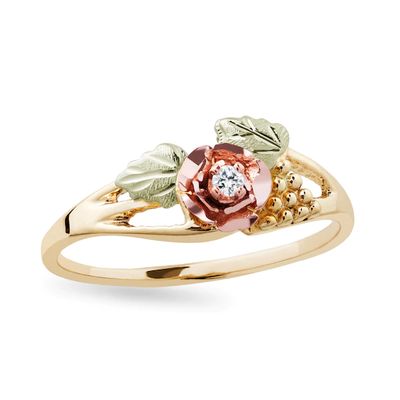 Black Hills Gold 1/20 CT. Diamond Solitaire Rose Ring