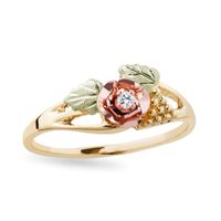 Black Hills Gold 1/20 CT. Diamond Solitaire Rose Ring