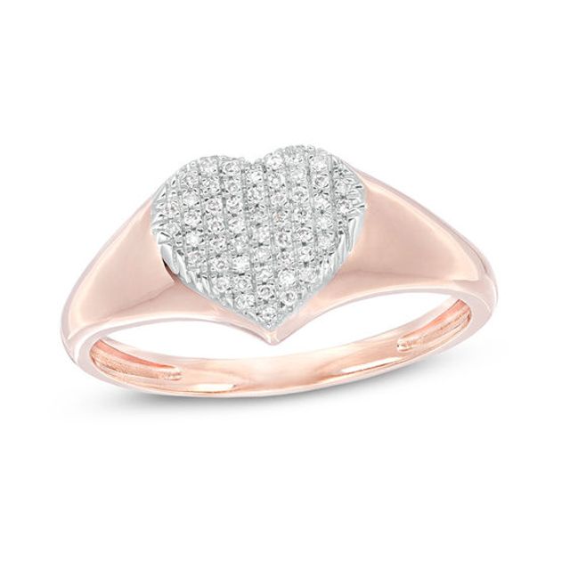 1/10 CT. T.w. Composite Diamond Heart-Shaped Ring in 10K Rose Gold