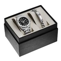 Men's Exclusive Bulova Diamond Accent Watch and ID Bracelet Box Set (Model: 96K106)