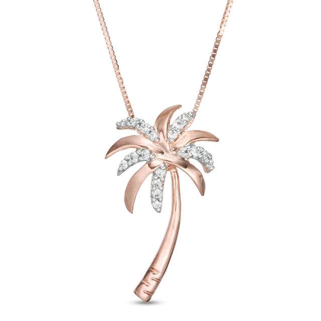 1/10 CT. T.w. Diamond Palm Tree Pendant in 10K Rose Gold