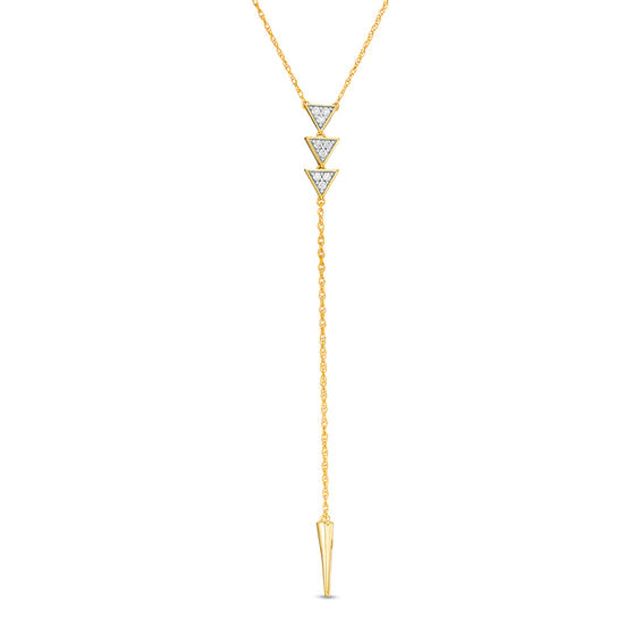 1/10 CT. T.w. Diamond Triple Triangle "Y" Necklace in 10K Gold - 19.75"