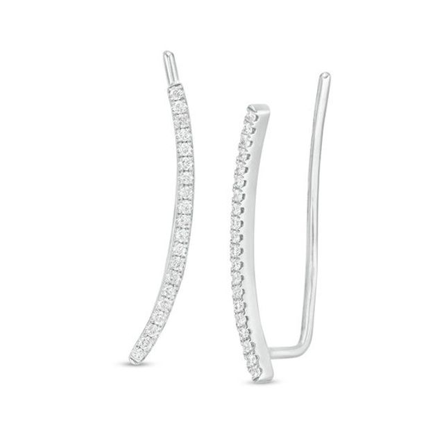 1/10 CT. T.w. Diamond Curved Crawler Earrings in 10K White Gold