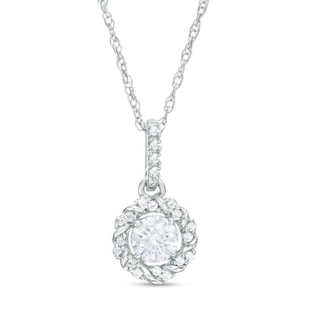 1/4 CT. T.w. Diamond Twist Frame Pendant in 10K White Gold