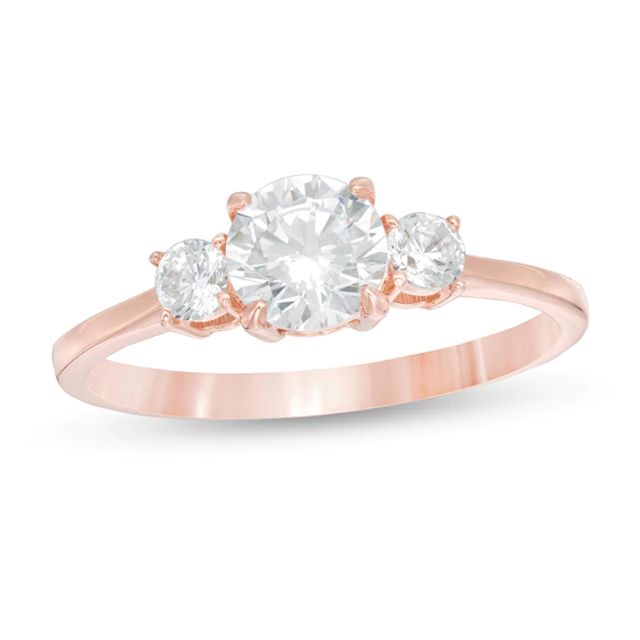1 CT. T.w. Diamond Three Stone Engagement Ring in 14K Rose Gold