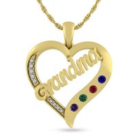 Grandmother's Birthstone Heart Pendant (1-4 Stones)