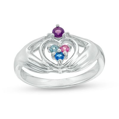 Mother's Birthstone Family Claddagh Ring (2-7 Stones)