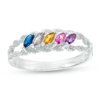 Mother's Marquise Birthstone Family Split Shank Ring (2-6 Stones)