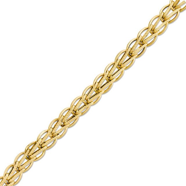 Made in Italy 8.5mm Diamond-Cut "V" and Oval Link Chain Bracelet in 14K Gold - 7.5"