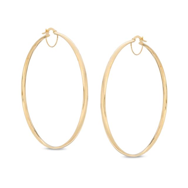 Made in Italy 60.0mm Tube Hoop Earrings in 10K Gold