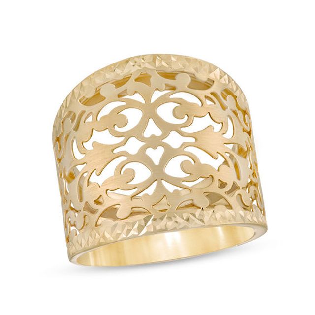 Made in Italy 20.0mm Diamond-Cut Filigree Ring in 14K Gold - Size 7