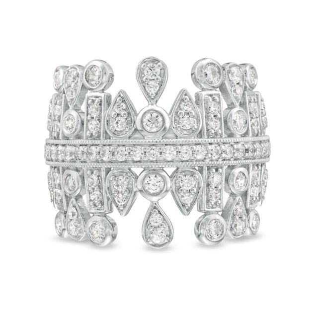 1 CT. T.w. Diamond Multi-Geometric Shapes Art Deco Style Ring in Sterling Silver