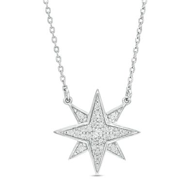 1/8 CT. T.w. Composite Diamond Starburst Necklace in Sterling Silver