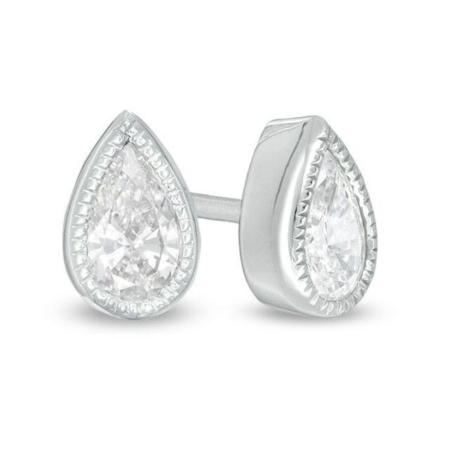 3/8 CT. T.w. Pear-Shaped Diamond Solitaire Vintage-Style Stud Earrings in 10K White Gold