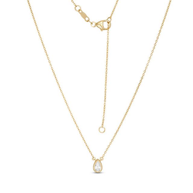 1/5 CT. Pear-Shaped Diamond Solitaire Vintage-Style Necklace in 10K Gold