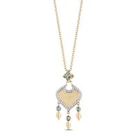 Enchanted Disney Jasmine Swiss Blue Topaz and 1/10 CT. T.w. Diamond Arabesque Drop Pendant in 10K Gold - 19"