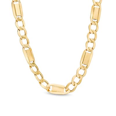 Made in Italy Men's 6.7mm Figaro and Brick Chain Necklace in 10K Gold - 22"