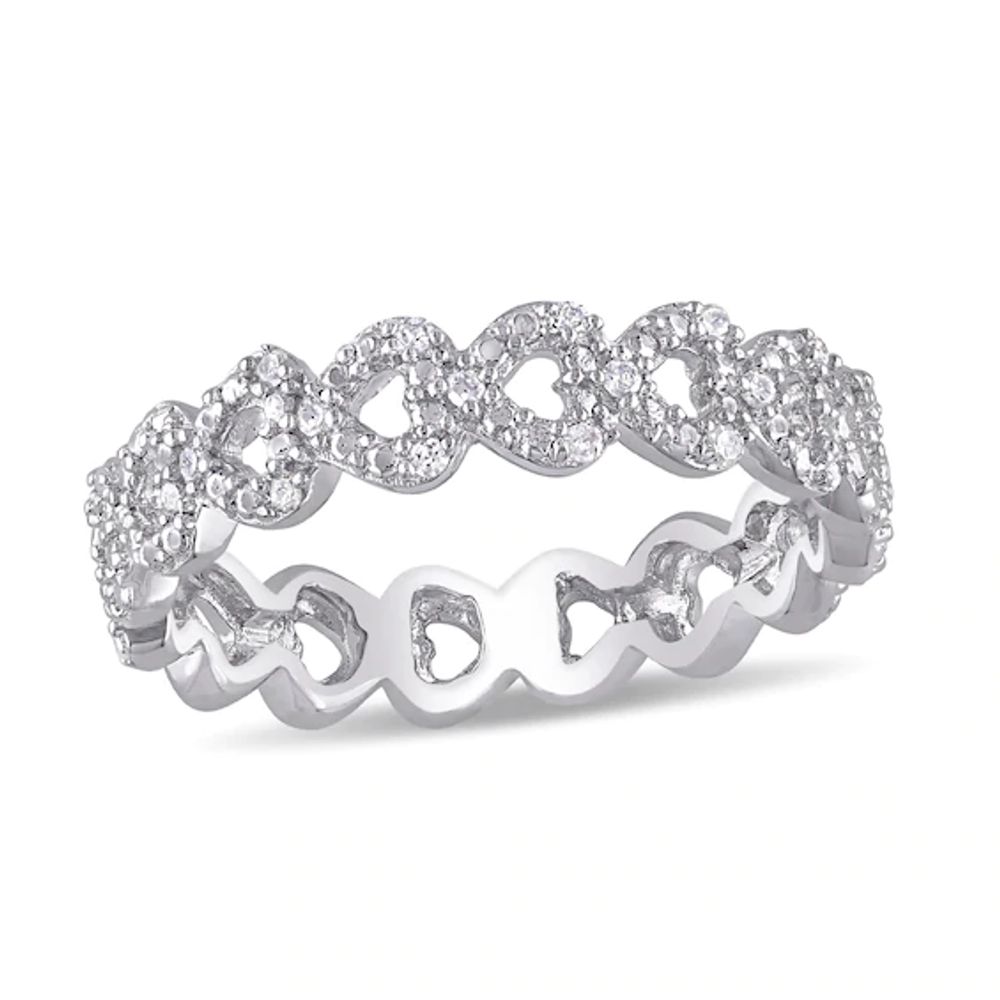 1/15 CT. T.w. Diamond Sideways Heart Link Eternity Band in Sterling Silver