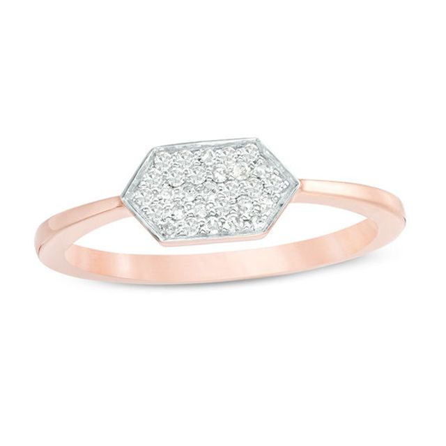 1/8 CT. T.w. Composite Diamond Hexagon Ring in 10K Rose Gold - Size 7