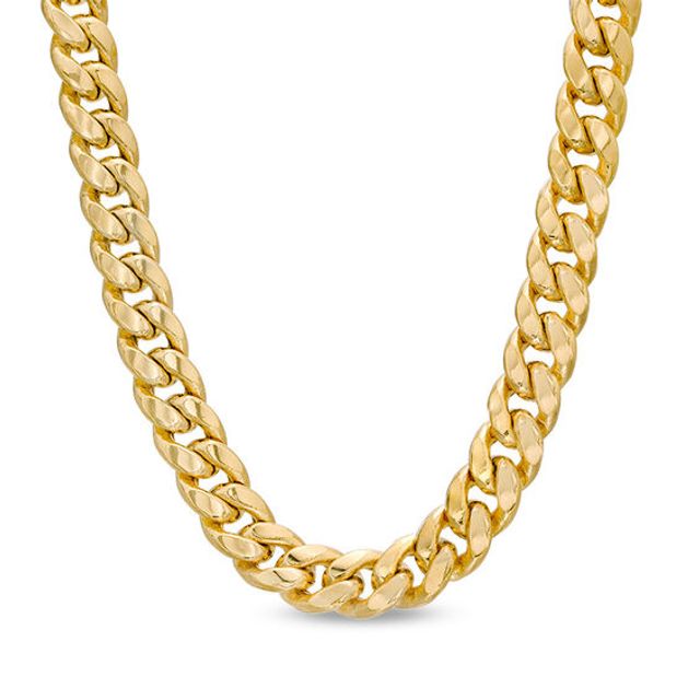 Men's 7.0mm Solid Concave Curb Chain Necklace in 10K Gold - 22