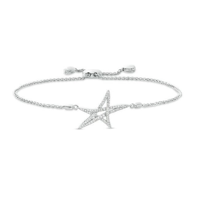 Vera Wang Love Collection 1/4 CT .T.w. Diamond Abstract Star Bolo Bracelet in Sterling Silver - 8.75"