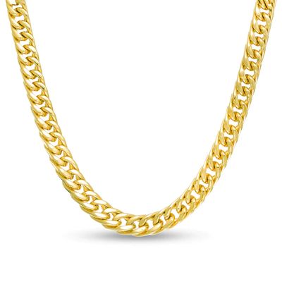 Men's 9.5mm Curb Chain Necklace in Stainless Steel with Yellow Ion-Plate - 24"