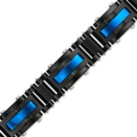 13.71mm Bar Inlay Rectangle Link Bracelet in Tri-Tone Stainless Steel - 8.5"