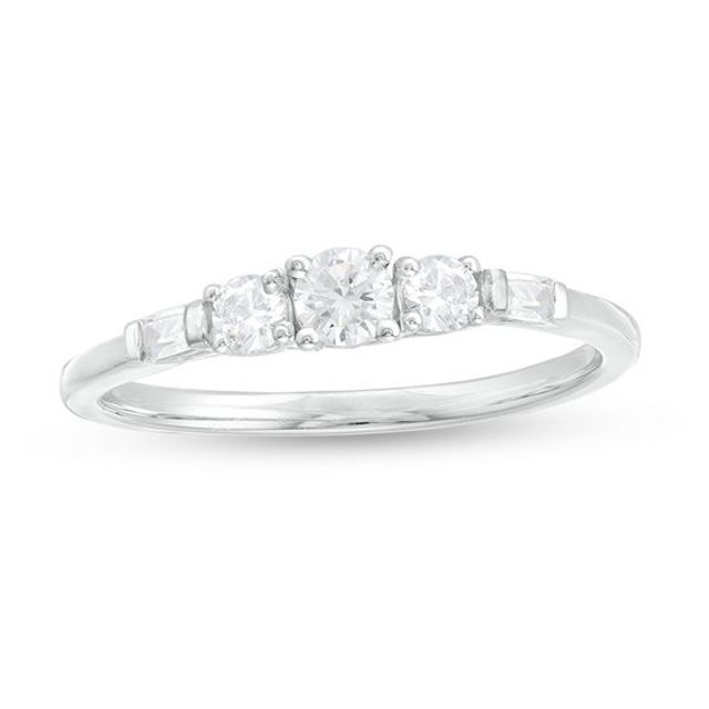 1/3 CT. T.w. Diamond Three Stone Engagement Ring in 10K White Gold